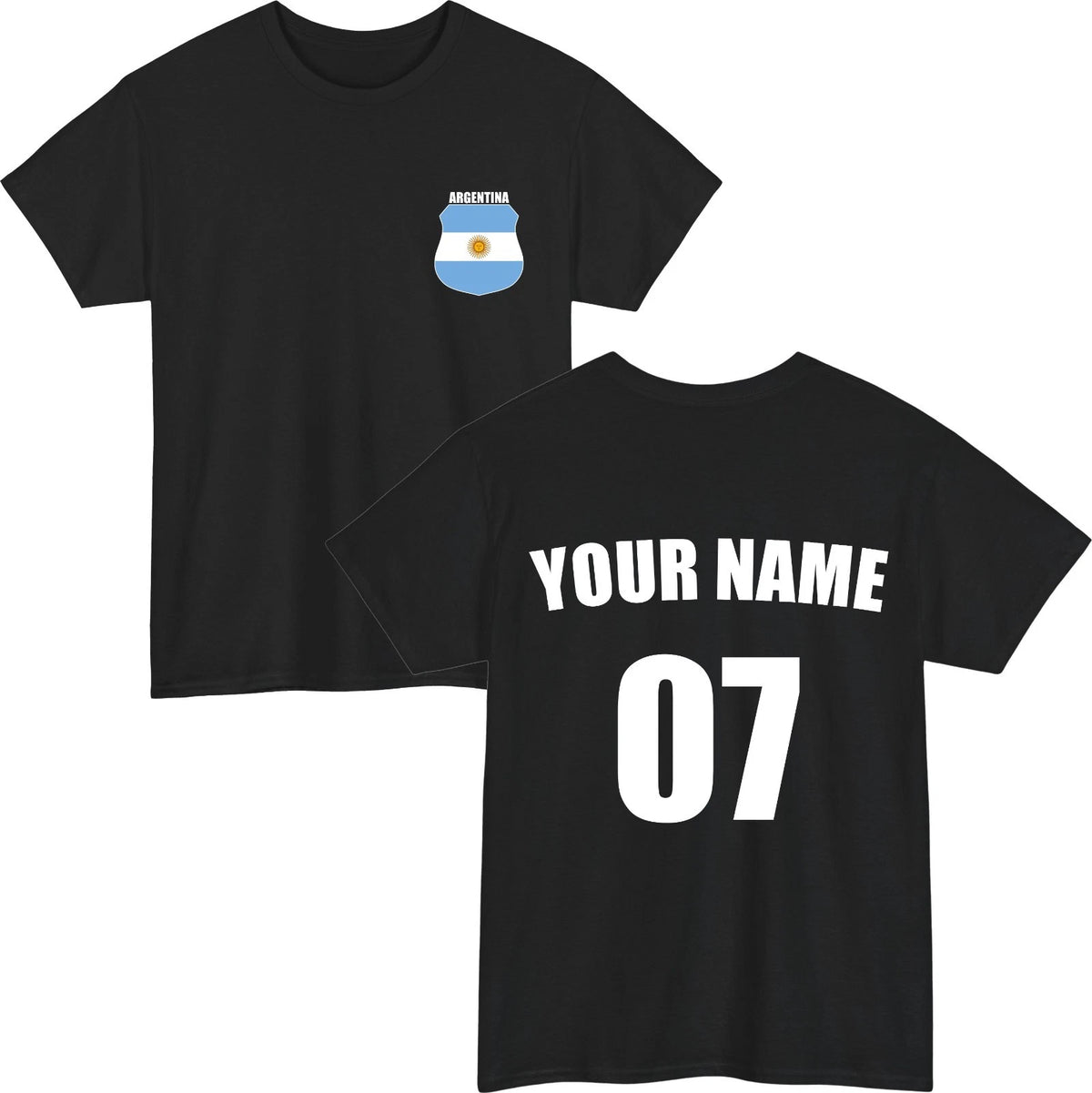 Personalised Argentina Football T-Shirt Custom Name Number Fan Unisex Tee Top