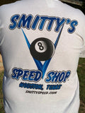 Smitty's Speed Shop White V8 TradeMark Hot Rod T-shirt