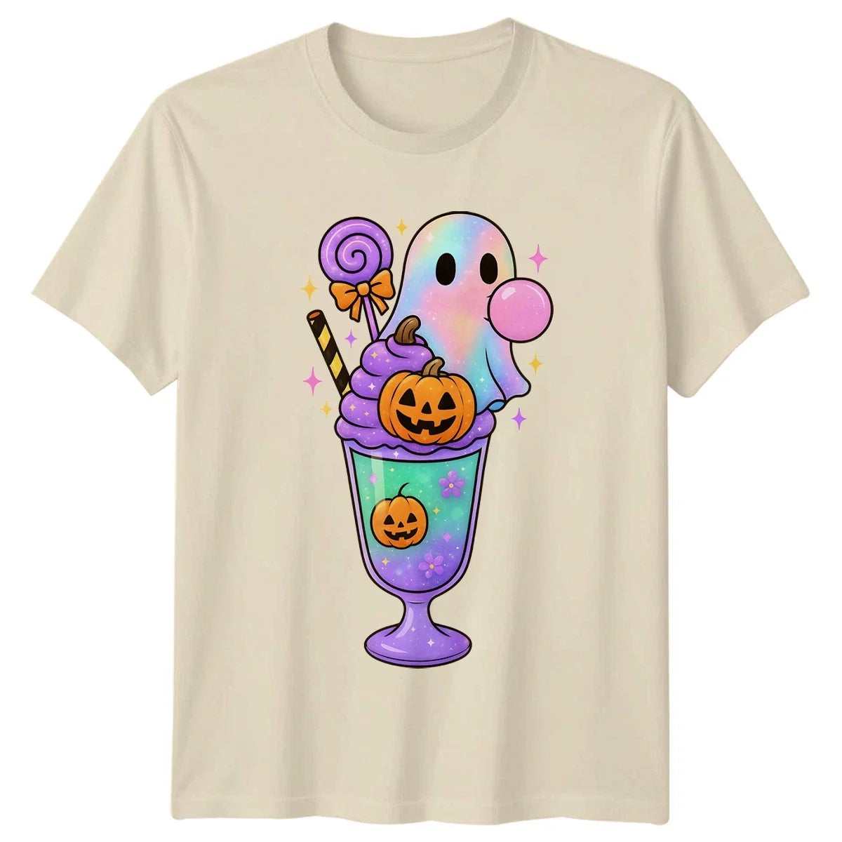 Kawaii Halloween Ghost Milkshake T-Shirt Cute Spooky Gift For Him And Her