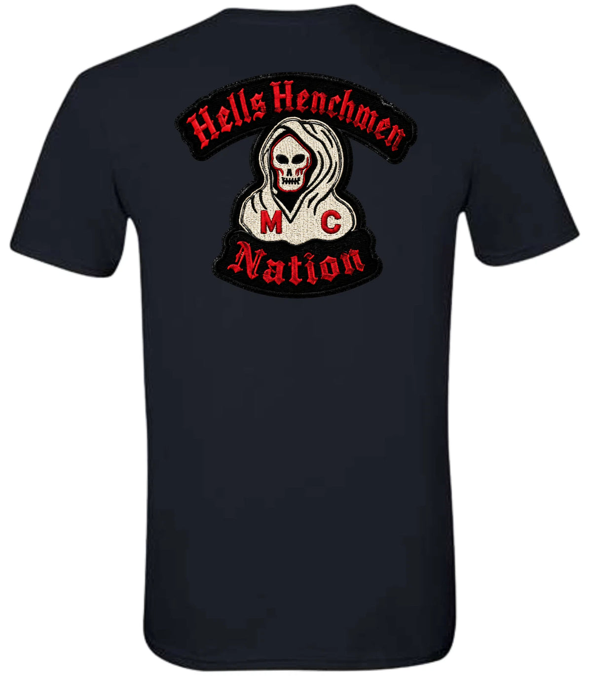 Hells Henchmen Mc Nation Bottom Rocker Black Crew Neck Short Sleeve T-Shirt