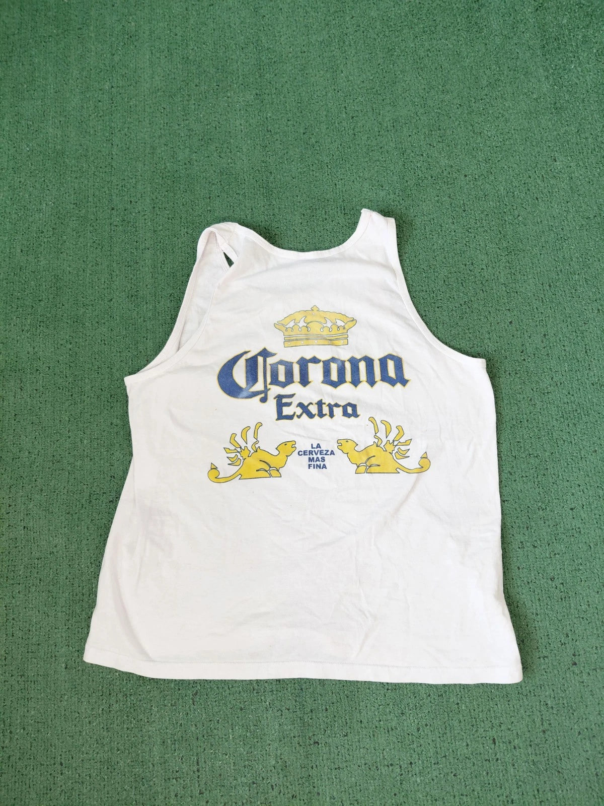 VINTAGE Corona Extra Mazatian Mexico Beer White Tank Top Sz Large