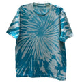 Blue Aqua White Spiral Custom Acid Tie Dye Short Sleeve Cotton T-Shirt Men Large