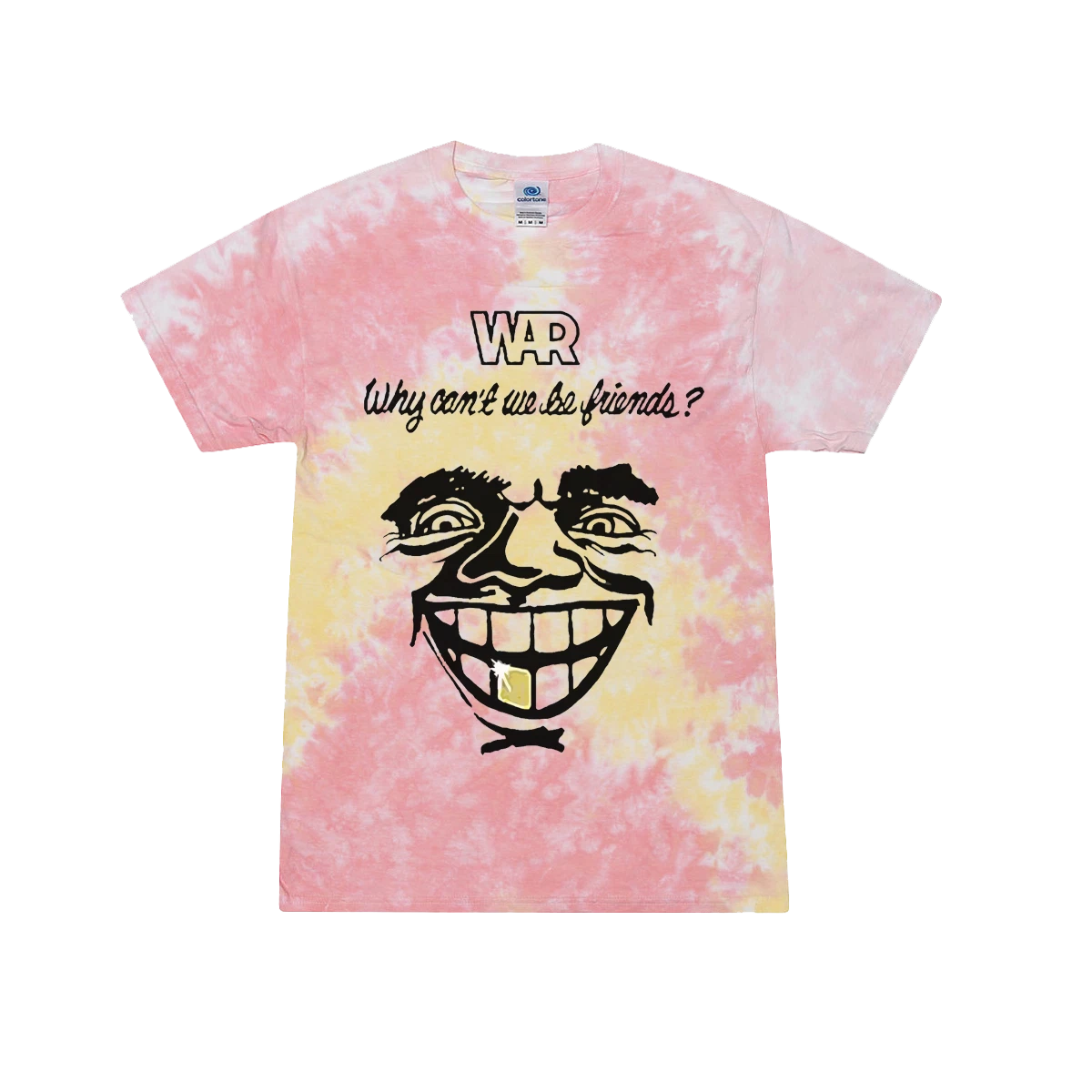 War Tie-Dye Shirt Why Can't We Be Friends - spill the wine - vintage