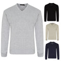 Men's Plain Knitted Casual Long Sleeve V Neck Pullover Jumper Sweater Jersey Top