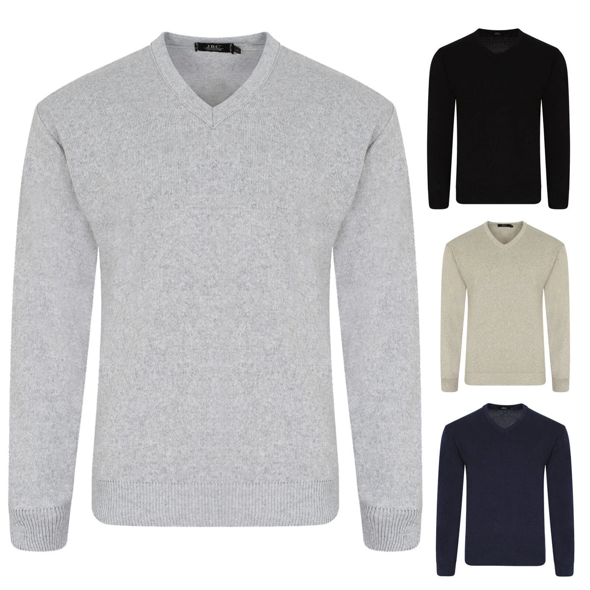 Men's Plain Knitted Casual Long Sleeve V Neck Pullover Jumper Sweater Jersey Top