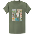 Gildan 5000 Vintage Wildlife Botanical Stamp Collage T-Shirt - Retro Gift Tee