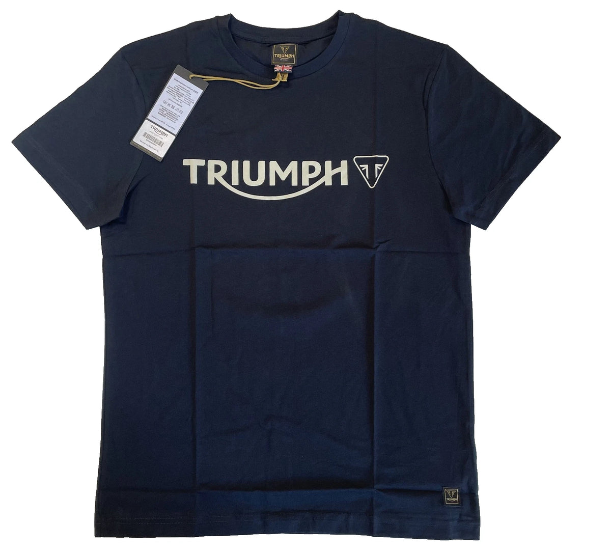 Triumph T-Shirt Mens Medium Cartmel Jet Black Spellout Logo Cotton Short Sleeve