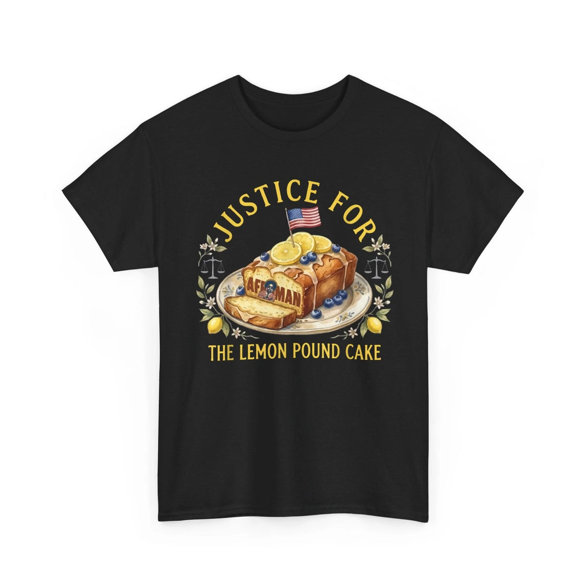 Funny Justice for Lemon Pound Cake Afroman US Flag Trendy T-Shirt