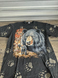 Vintage Black Bear All Over Print Faded Shirt Large USA Alaska
