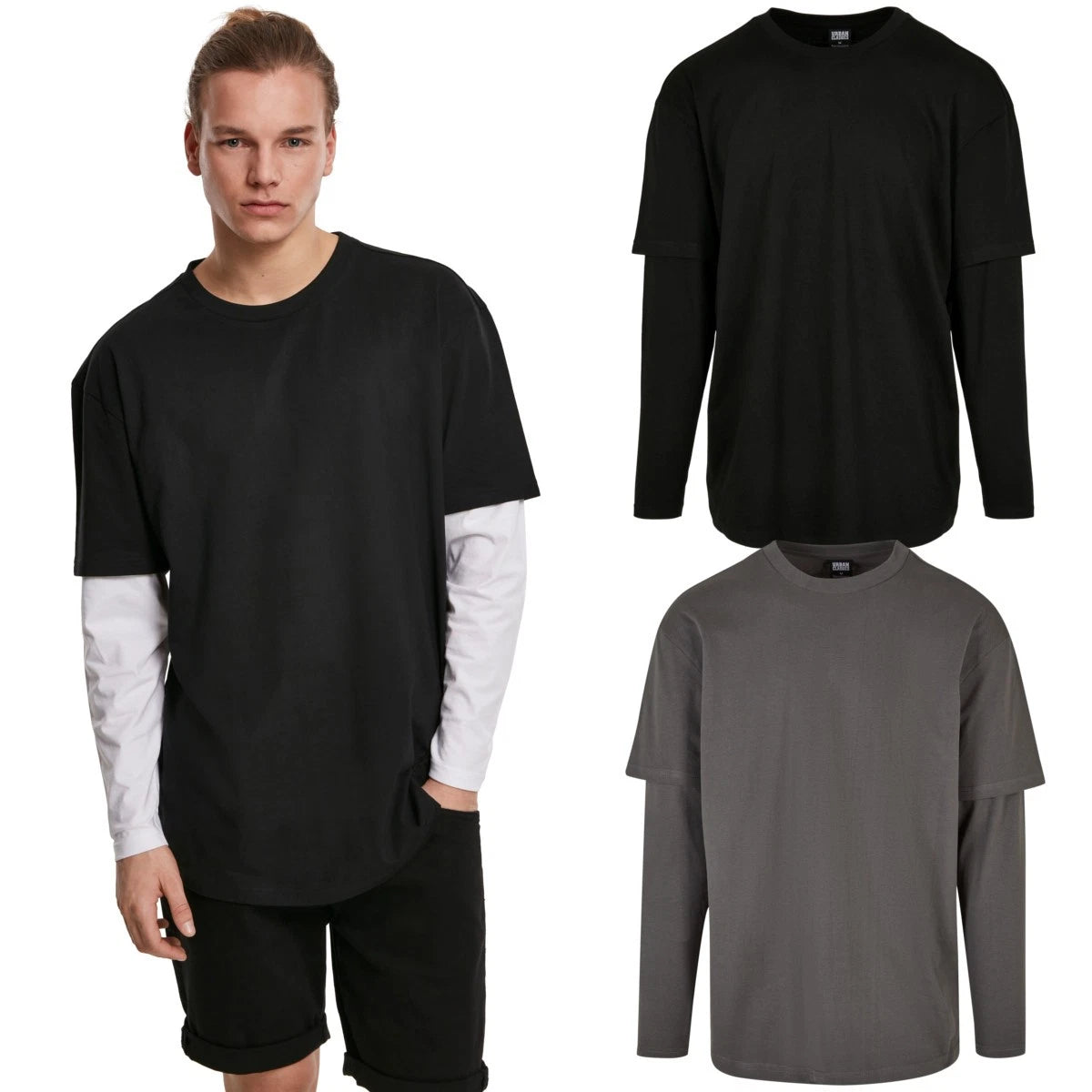 Urban Classics Oversized Shaped Double Layer Longsleeve Tee Shirt 100% Cotton