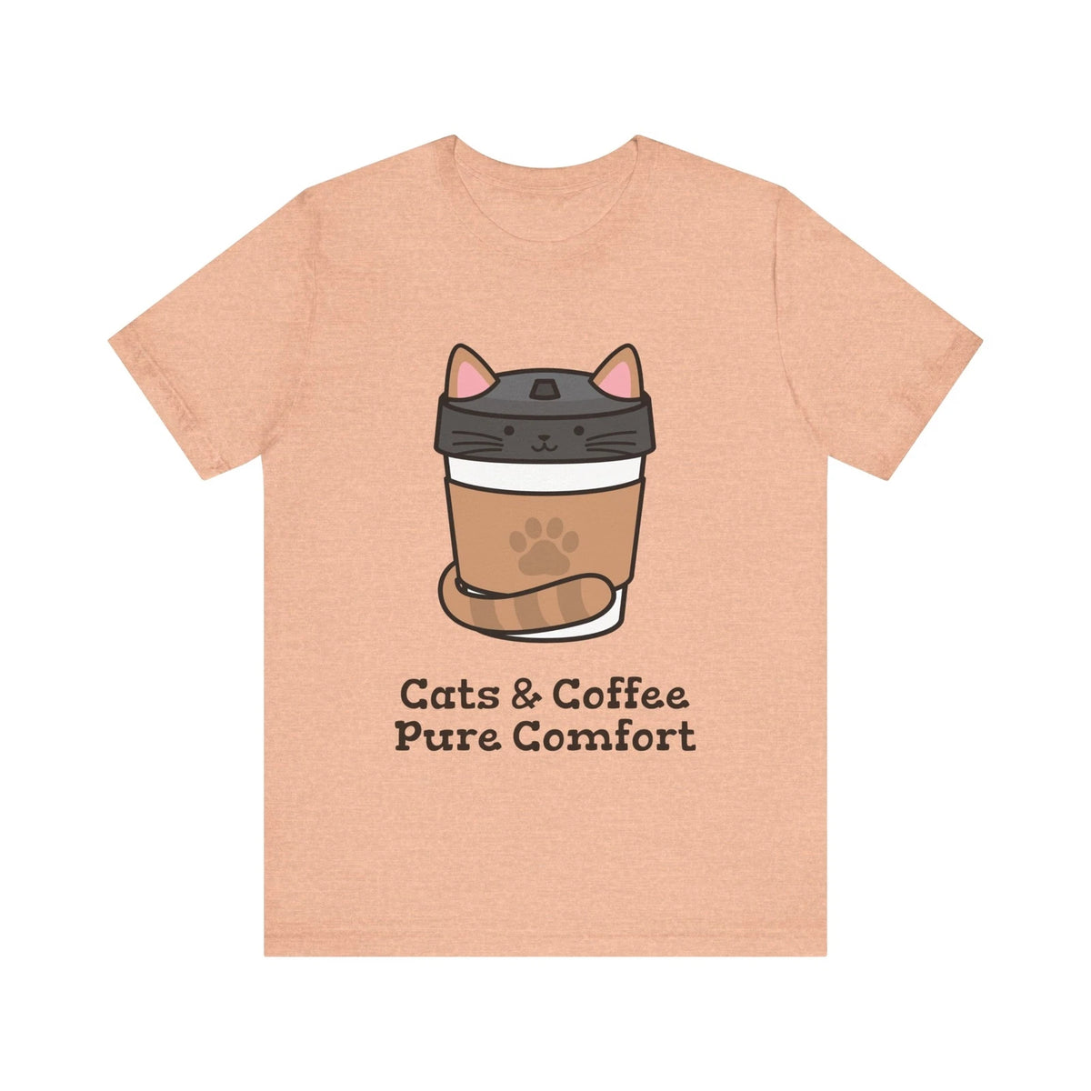 Cats and Coffee Pure Comfort tshirt, Unisex Jersey Short Sleeve Tee