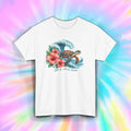 Sea Turtle Shirt Just Go With The Flow Hibiscus Beach Graphic Tee S-5XL