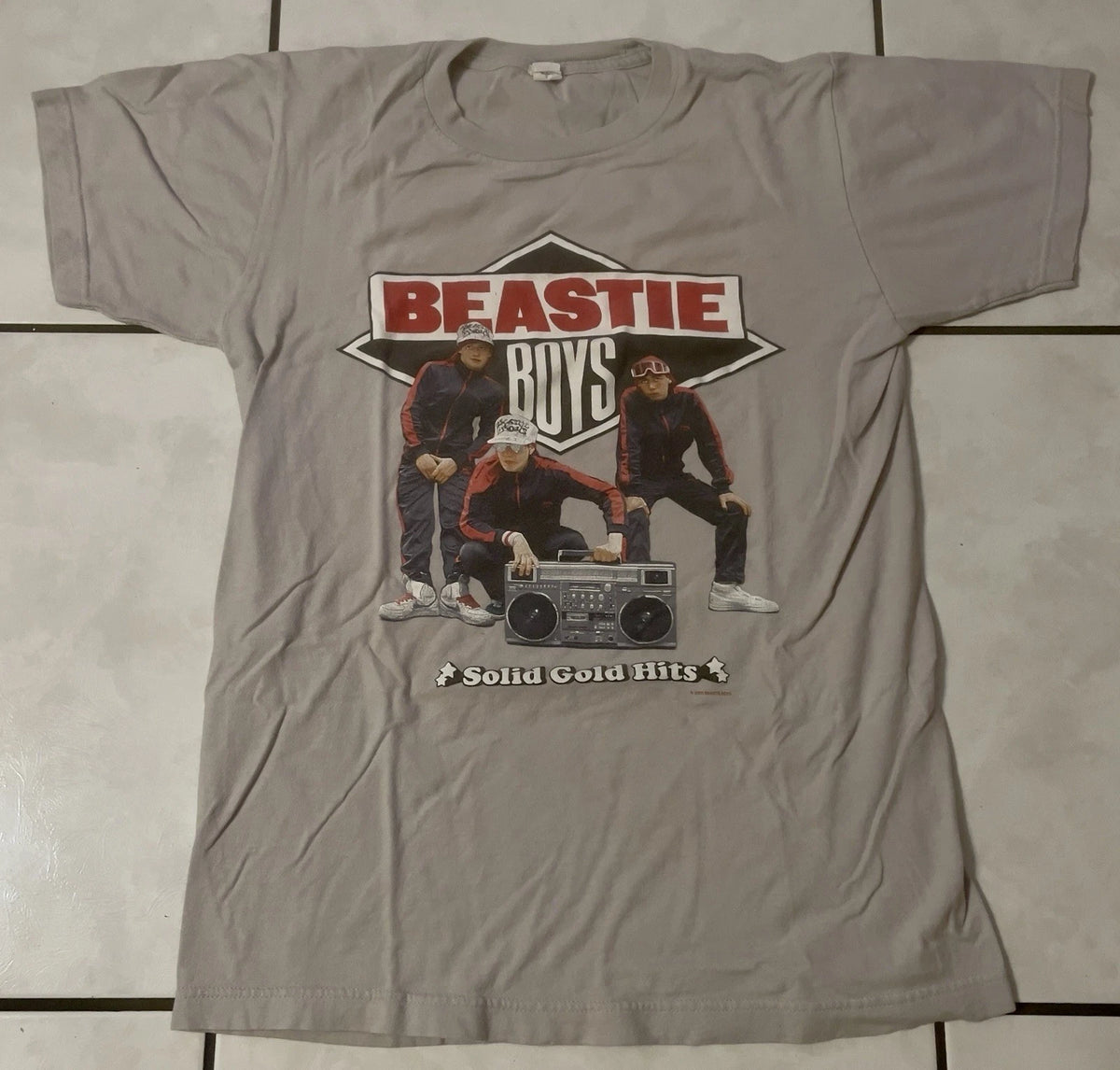 Beastie-Boys Solid-Gold-Hits Hip-Hop Shirt Small Gray 2012 Classic Hip Hop trio!