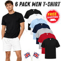 6 And 3 Pack Fruit of The Loom Mens T Shirts 100% Cotton Plain Short Sleeve Tee