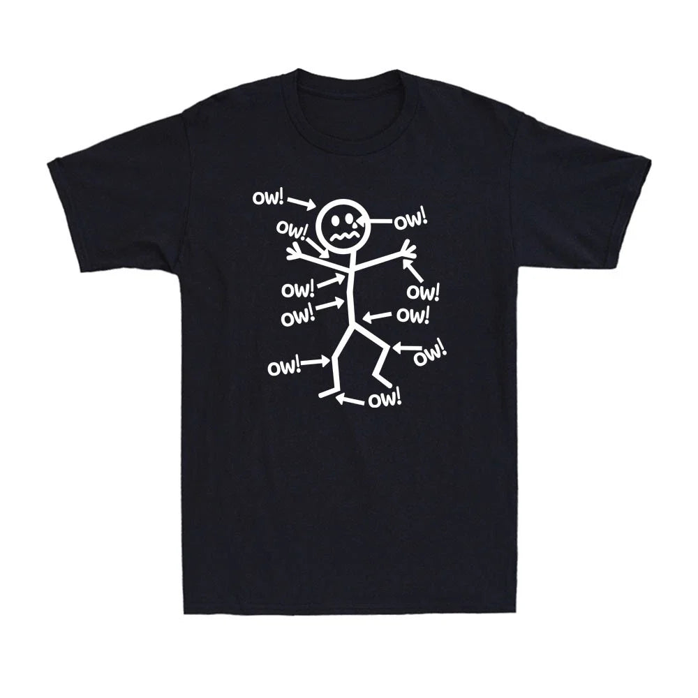 Ow Ow Ow Ow Ow Ow Ow Character Funny Matchstick Saying Gift Quote Men's T-Shirt