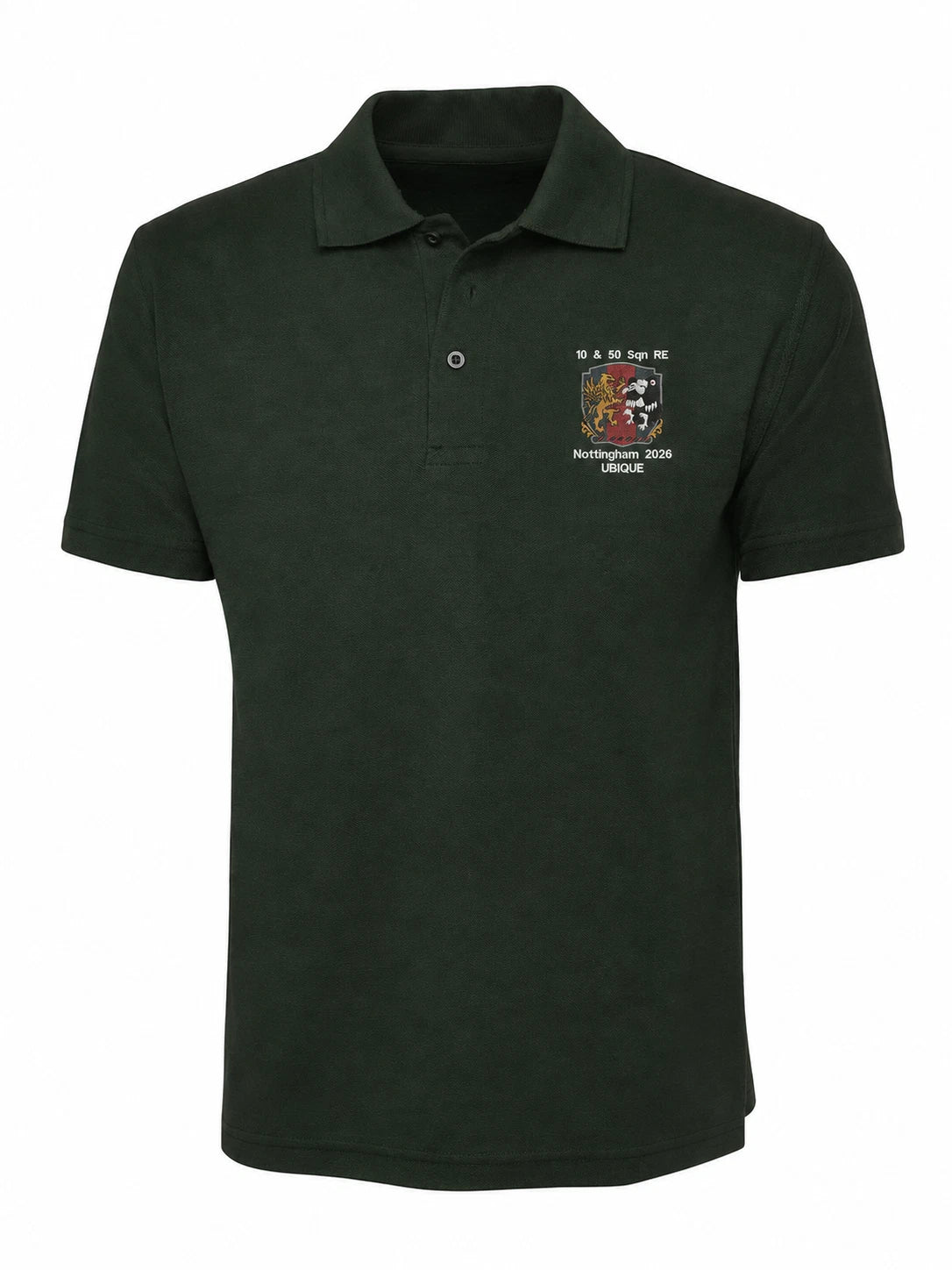 Nottingham 2026 UBIQUE Embroidered Polo Shirt with left chest Logo embroidery.