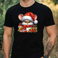 Mens Christmas Mouse Print Cotton T-Shirt Size XS to 5XL