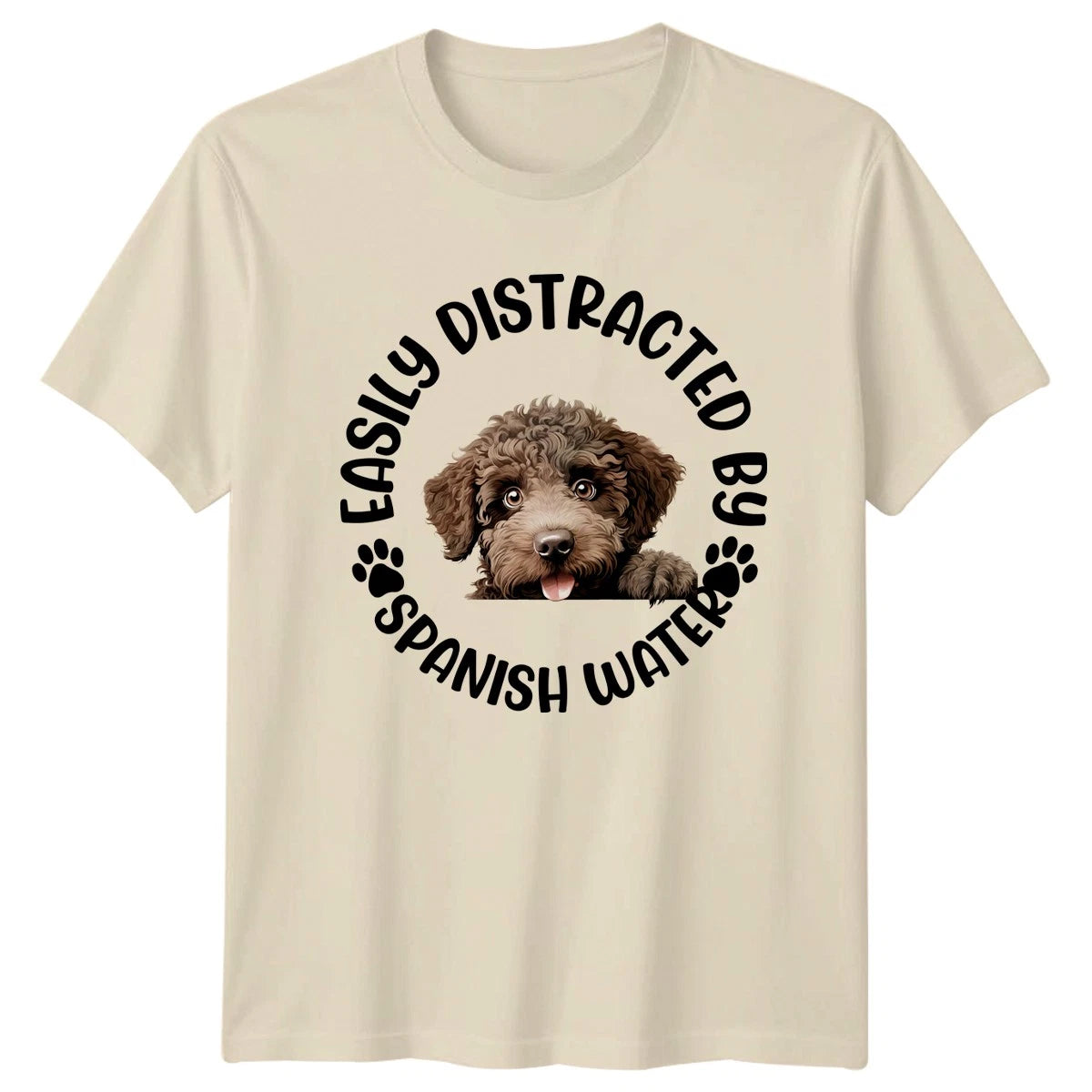 Easily Distracted Spanish Water Dogs Mens TShirt Womens Tee Graphic Unisex
