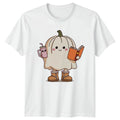 Cute Pumpkin Ghost Reading T-Shirt Halloween
