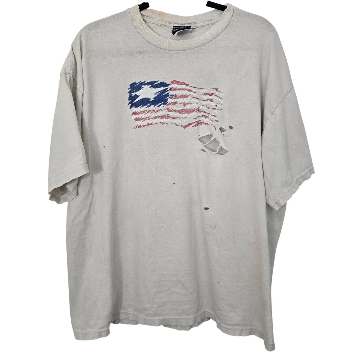 Vintage Y2K Thrashed American Flag Graphic T Shirt Mens XL Distressed Grunge