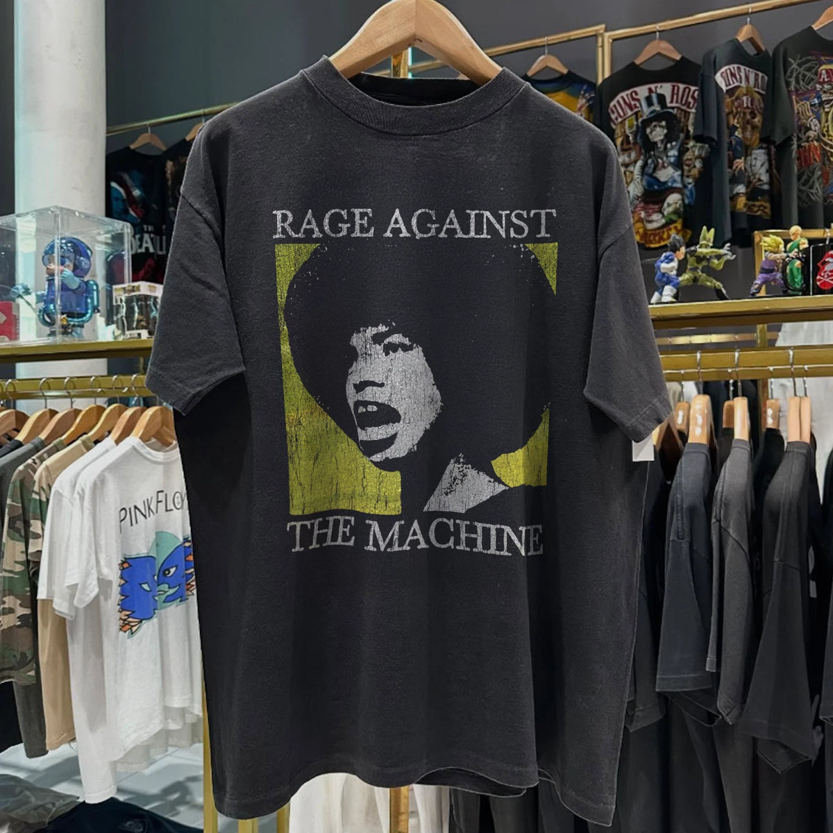 90s Rage Resist RATM X Angela Davis Aged T-Shirt Black M
