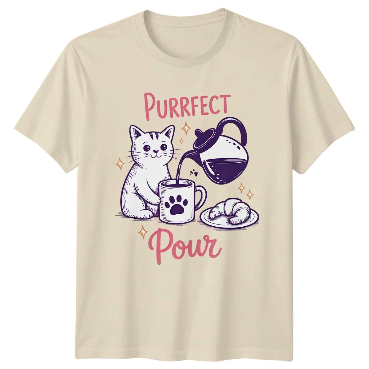 Purrfect Pour Womens T-Shirt Coffee Lover Cats Birthday Gift For Her