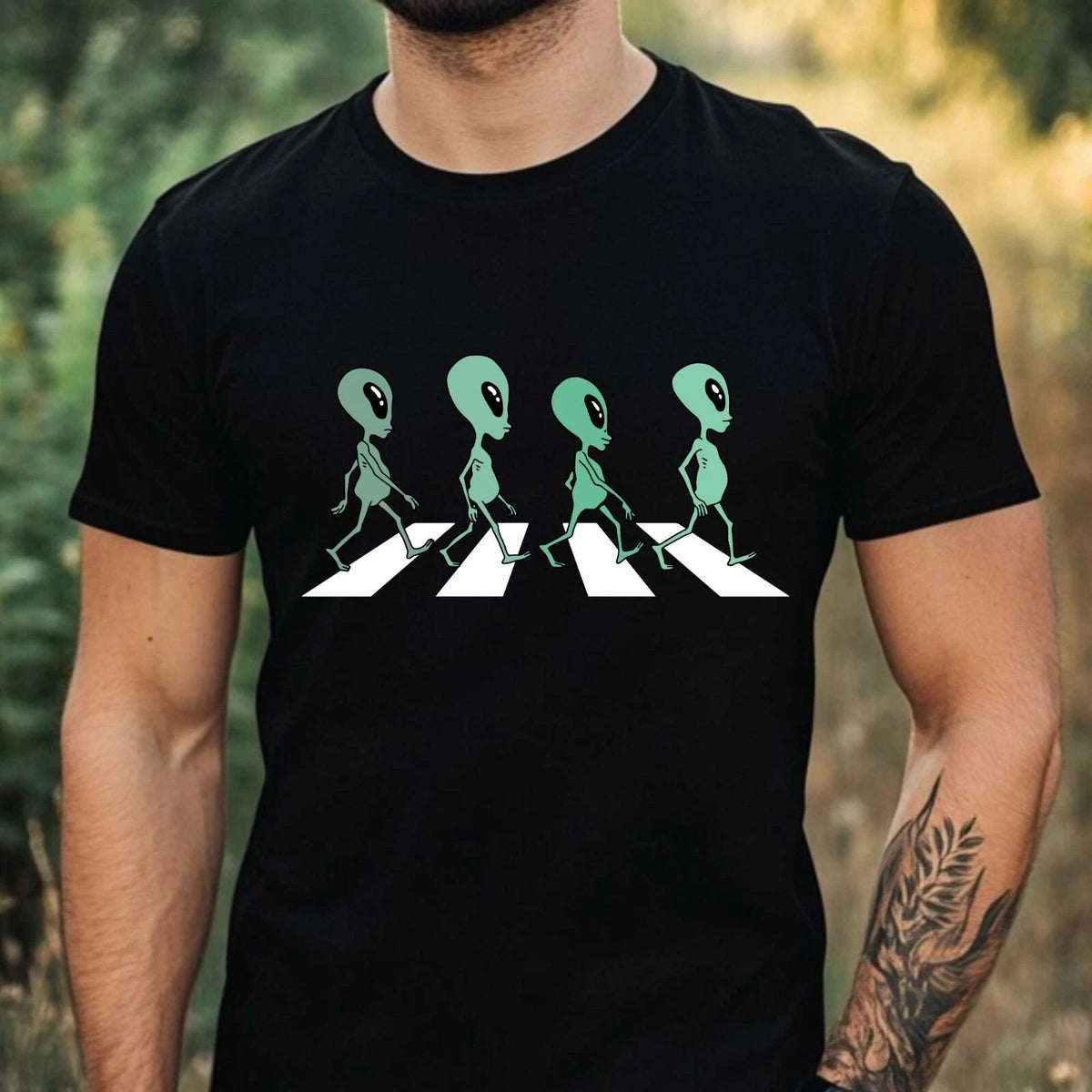 Mens Alien Motif Cotton T-Shirt Size XS to 5XL