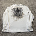 Vintage Y2k Thermal Cyber Goth Shirt Mens Large White Grunge Long Sleeve