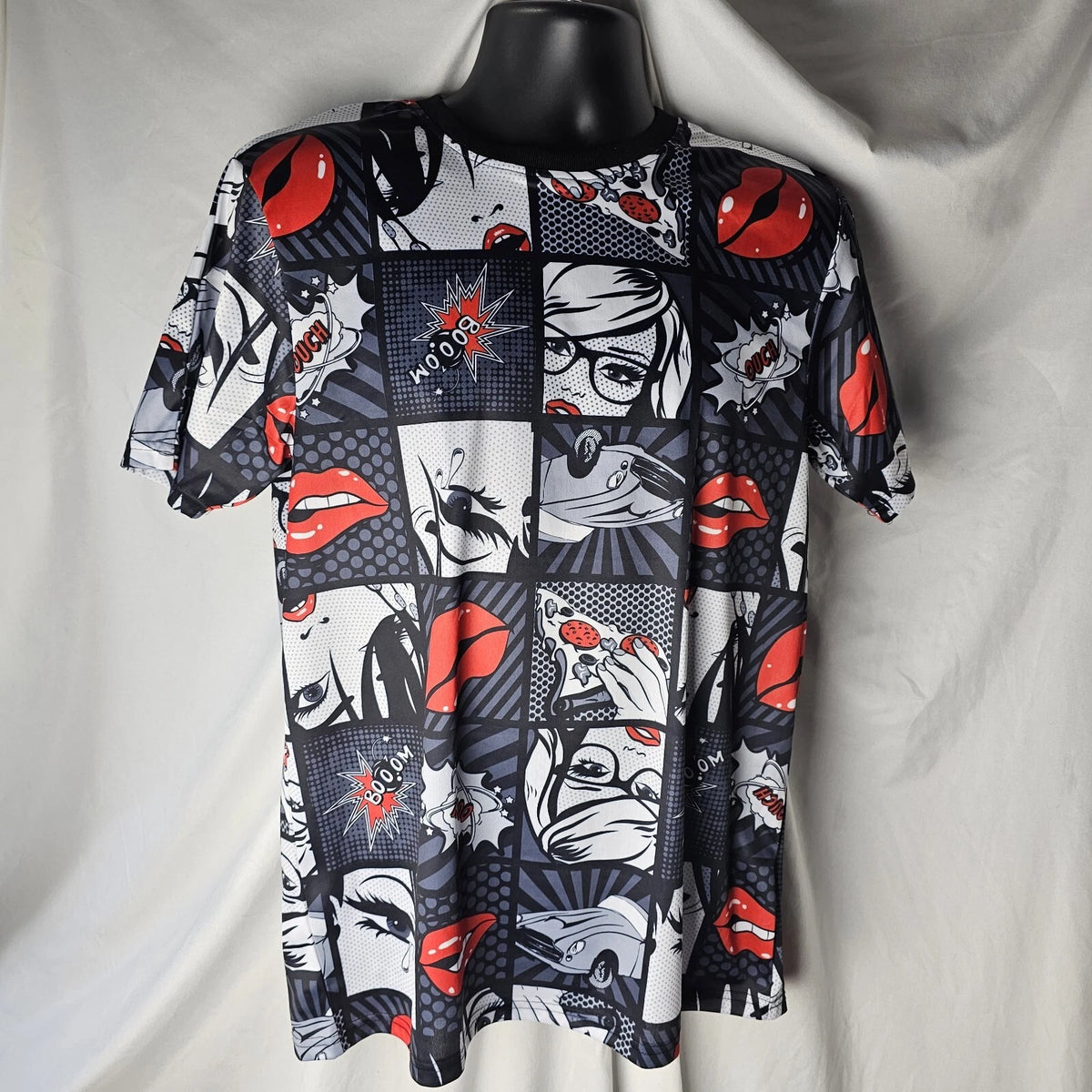 Oh Snap! Drill Clothing Co Comic Pop Art T-Shirt PIZZA BOOM BANG Medium