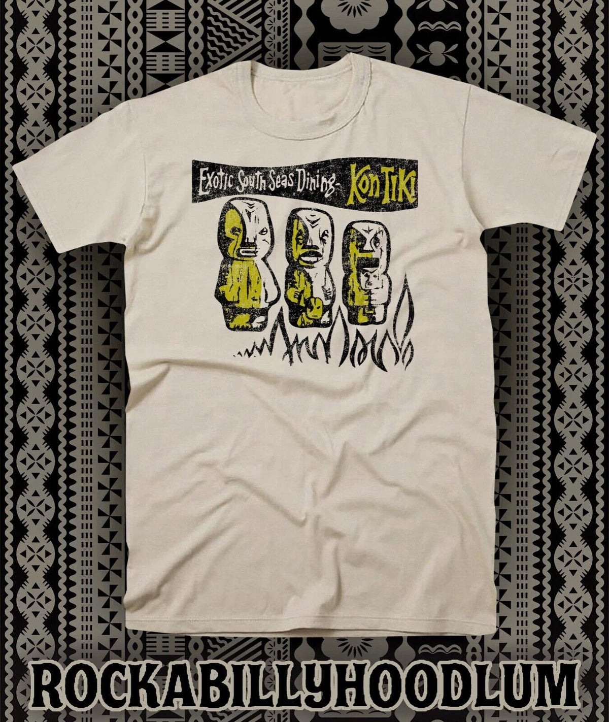 Retro Tiki Tee T Shirt Bar Restaurant Mug Kon Tiki Exotic South Seas Dining