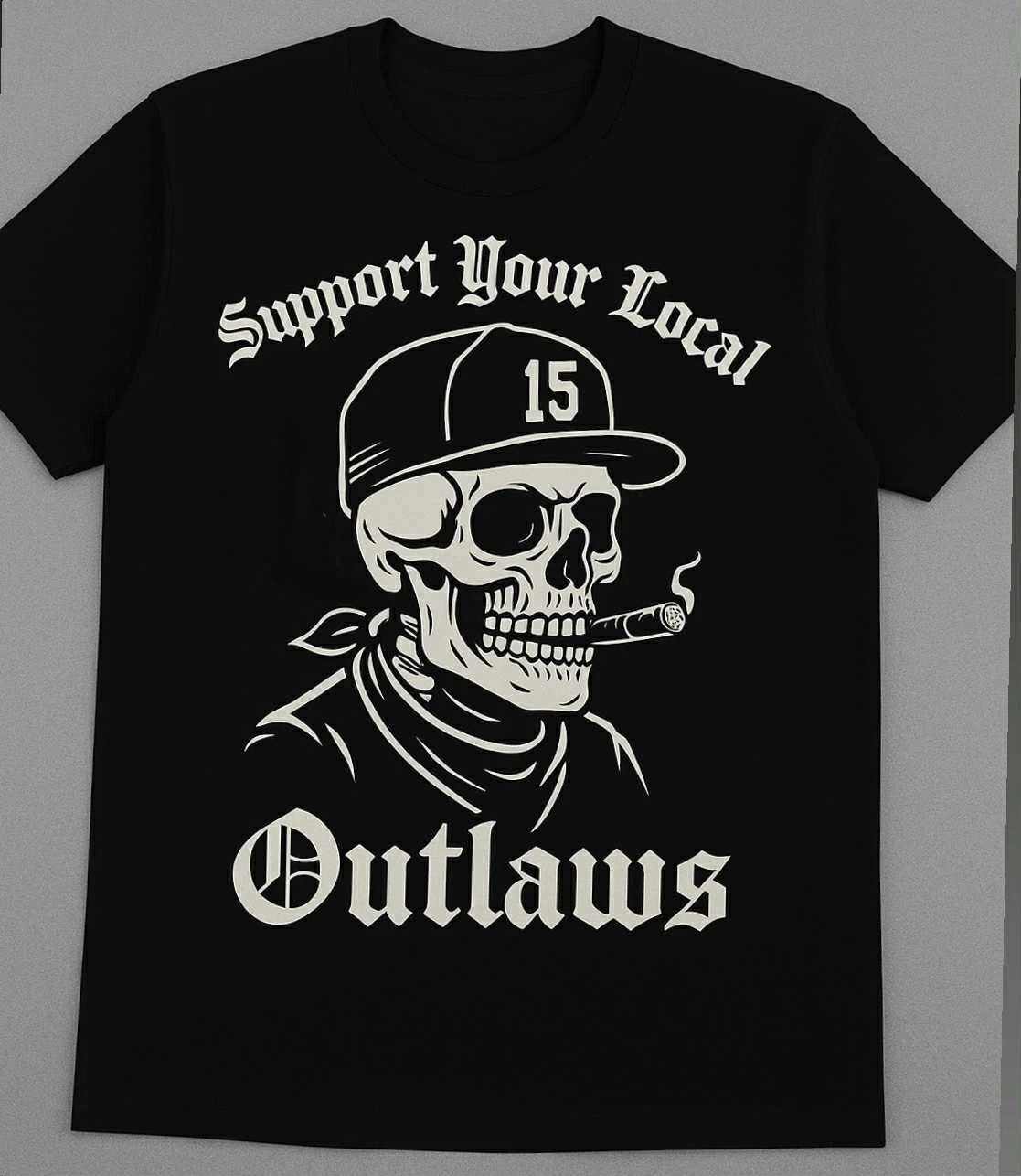 Outllaw Support your local outlaws Biker Motorcycle MC T shirt 15 hat