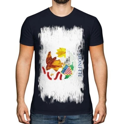 Illinois State Grunge Flag Mens T-Shirt Illinoisan Shirt Jersey Gift