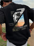 Men's Beach T Shirt Summer Casual Graphic Tee Loose Fit Short Sleeve Vacation