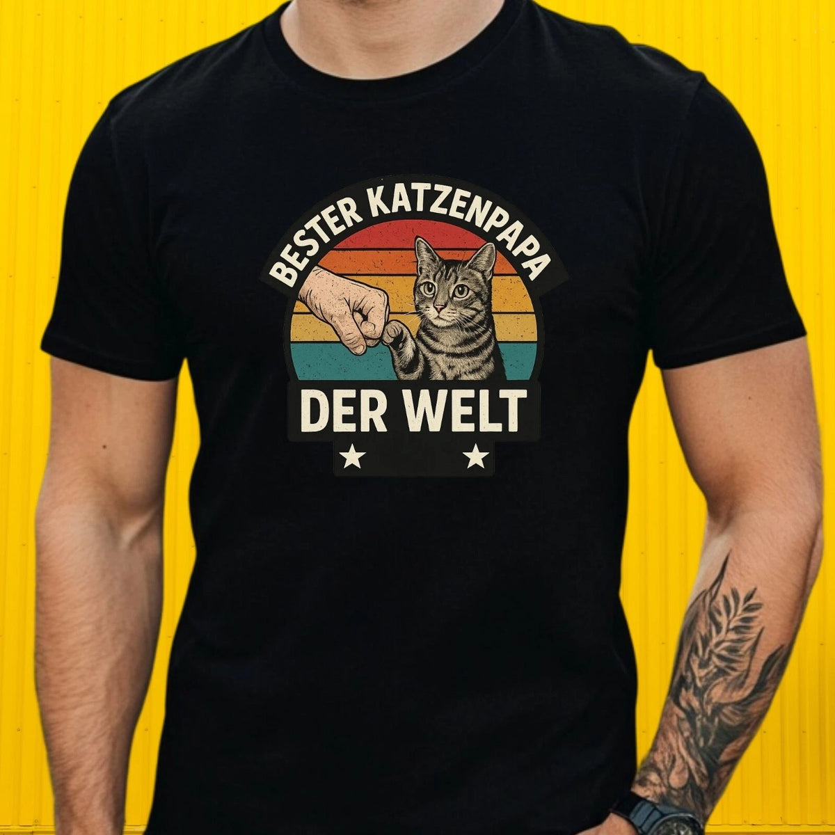 Mens Best Cat Dad Motif Cotton T-Shirt Size XS to 5XL