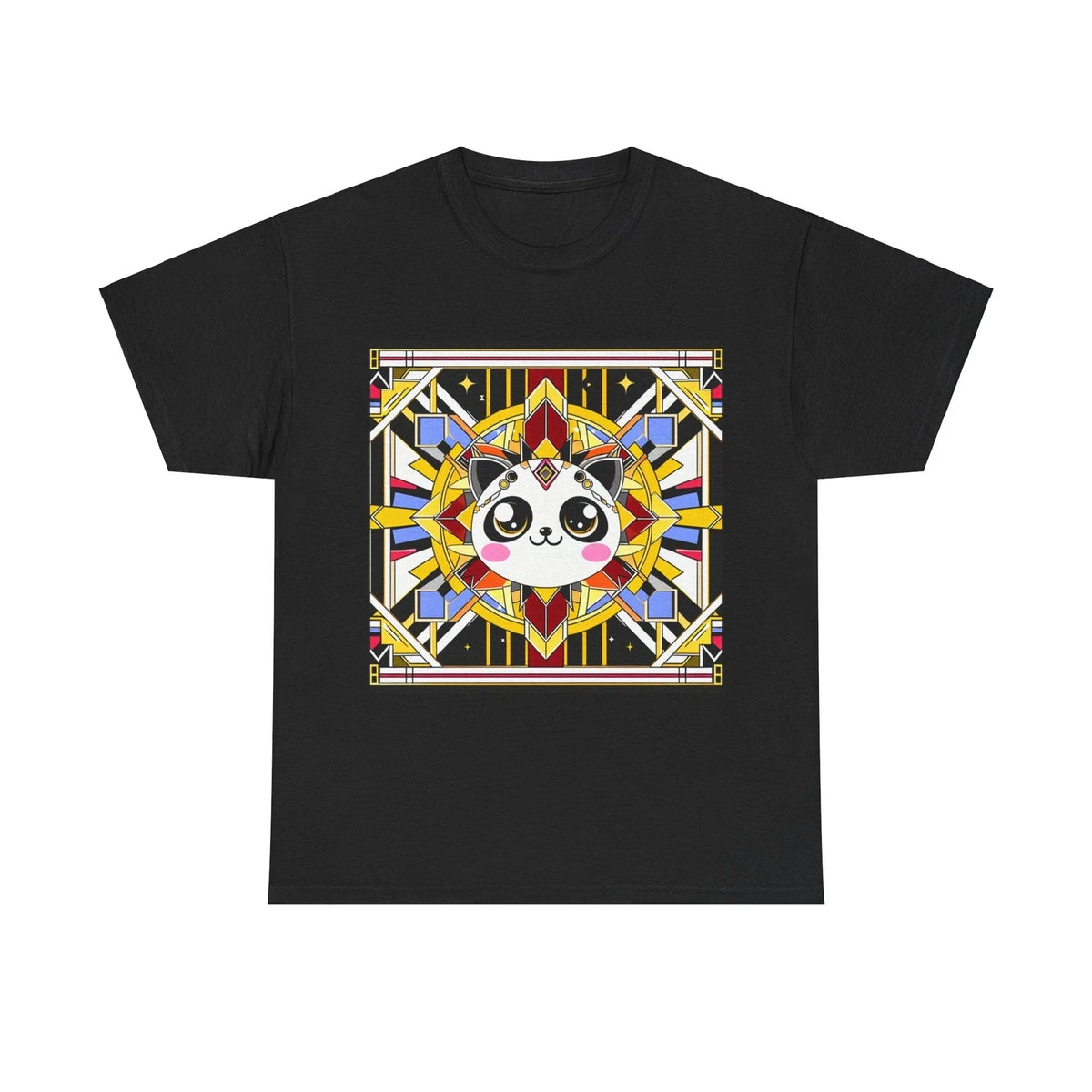 Unisex Adult T Shirt Art Deco Kawaii Cat Geometric Pattern Graphic Tee Cute Fun