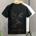 Men's Phoenix Embroidery Short Sleeve T-Shirt Summer Breathable Casual Tee