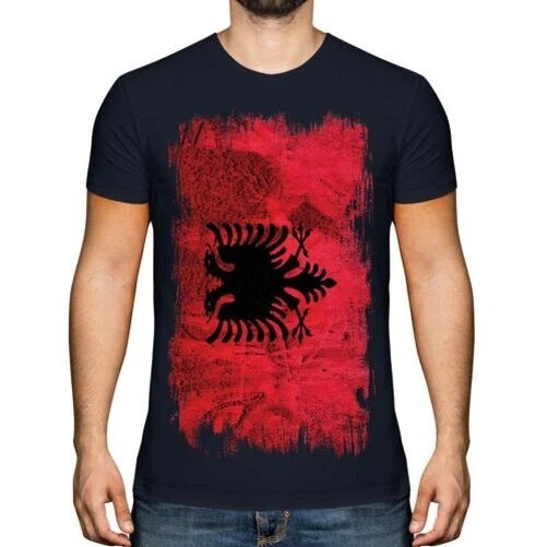 ALBANIA GRUNGE FLAG MENS T-SHIRT TEE TOP SHQIPËRIA FOOTBALL ALBANIAN GIFT SHIRT