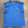 Mens Blue T-Shirt XL Embroidered Rose on Fire Graphic Tee 100% Cotton Spring