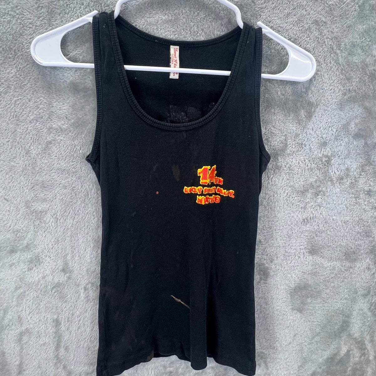 Y2K Grunge Moto Black 14th Rocky Point Rally Mexico Biker Ribbed Tank S Biker