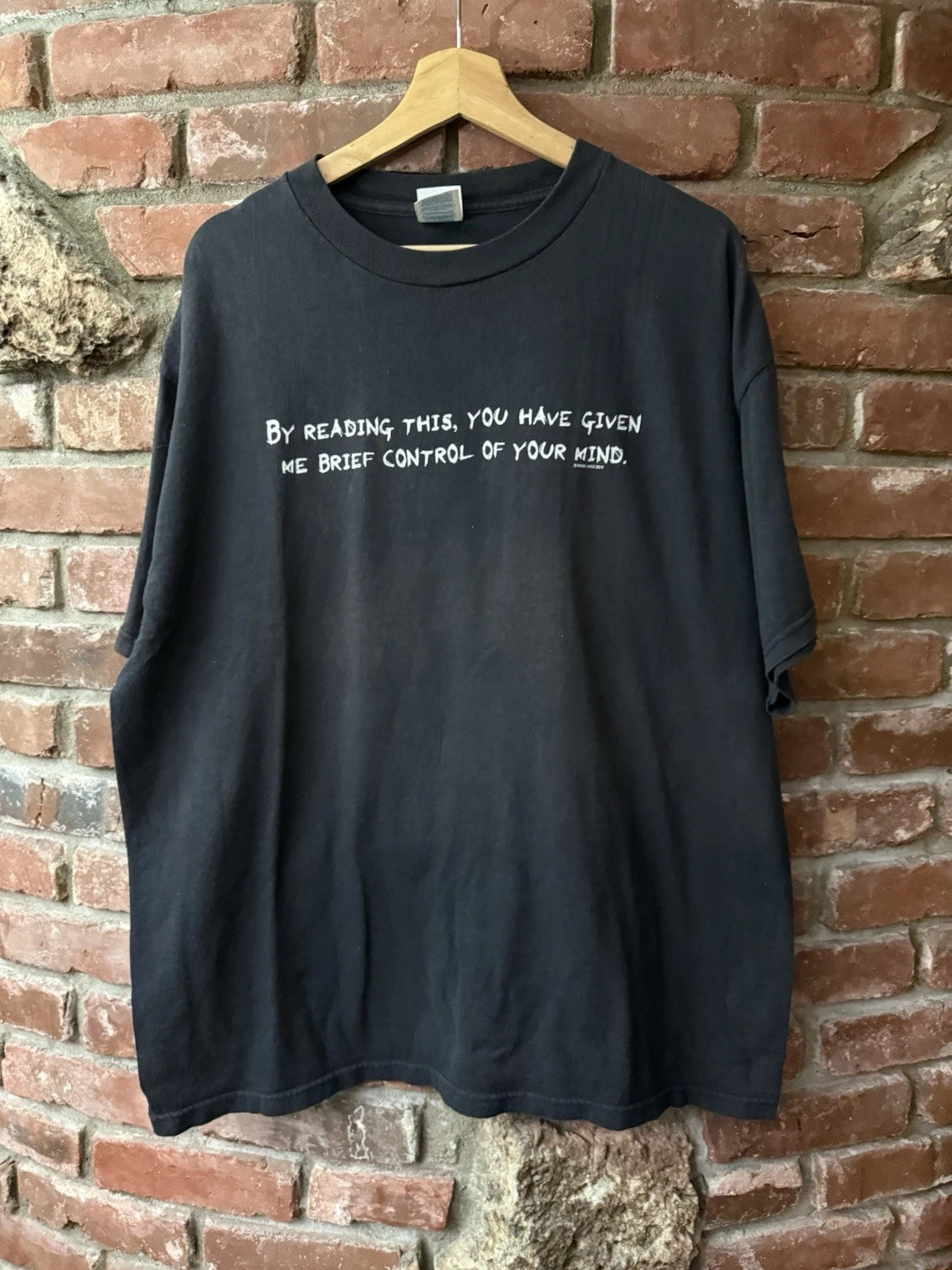 Vintage 2000s Y2K Funny Mind Control Text Tee Shirt L