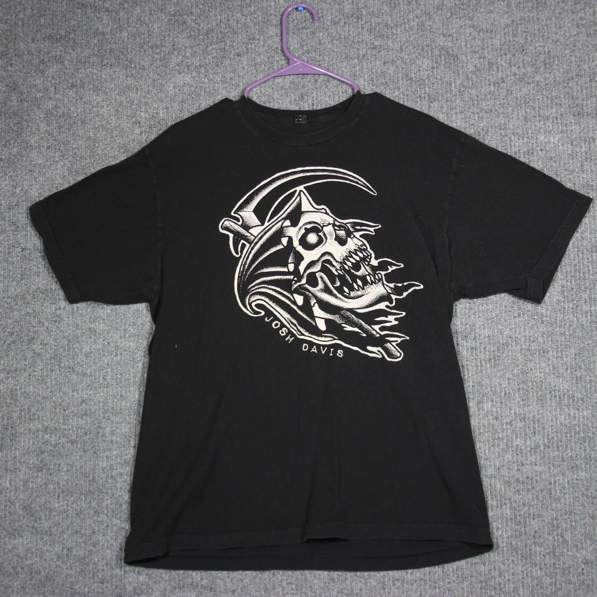 Y2K Josh Davis T Shirt Mens XL Grunge Goth Skull Reaper Retro Skater Streetwear