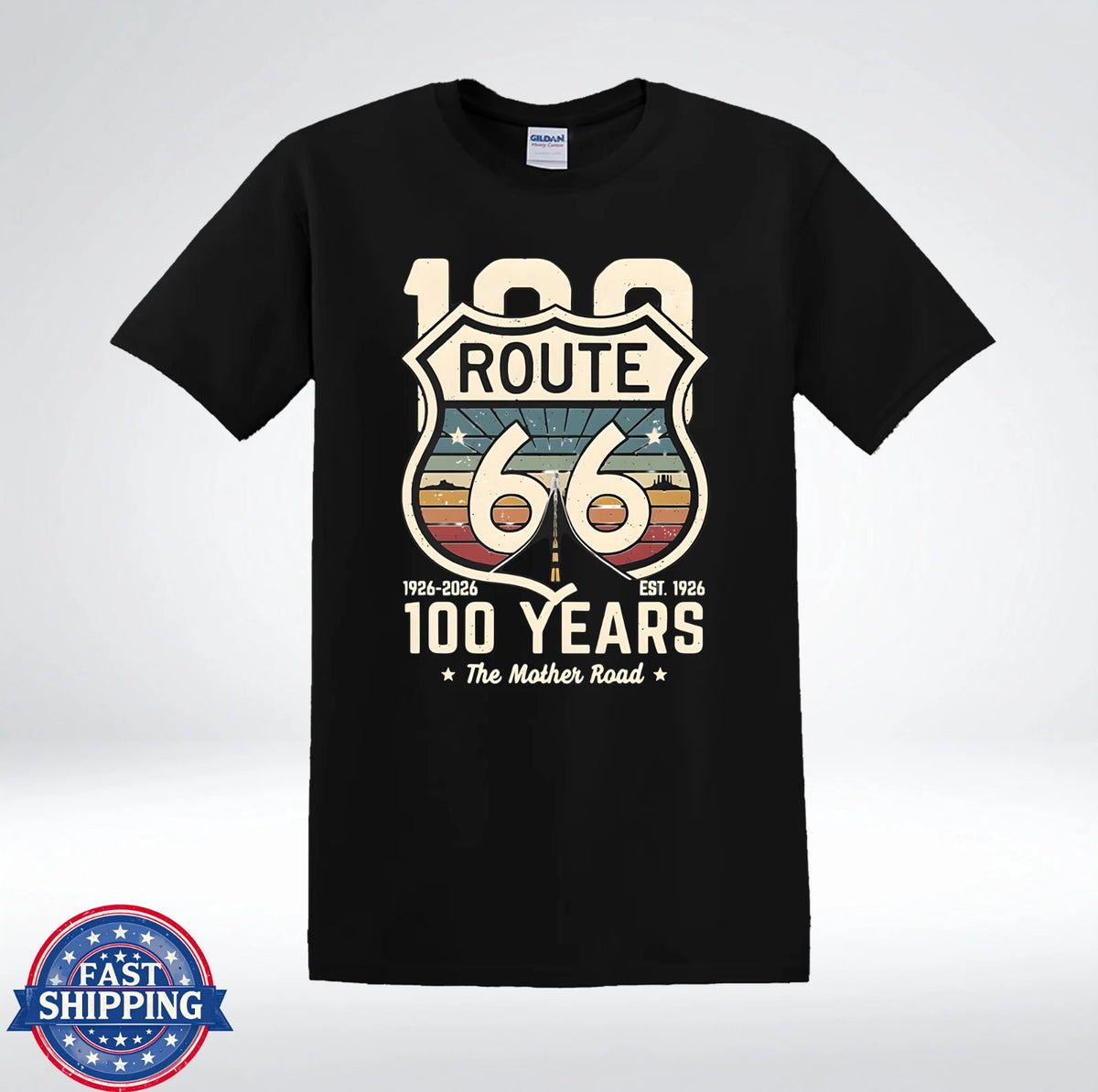 Retro Route 66 Centennial 1926-2026 Graphic T-Shirt
