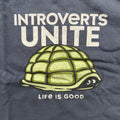 Life Is Good Shirt Introverts Unite Mens L Graphic Crusher Tee Navy Blue