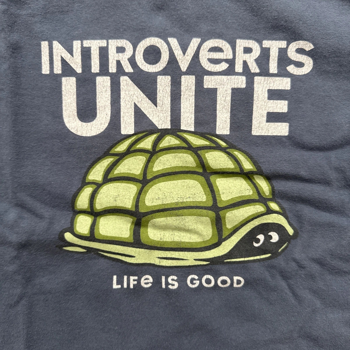 Life Is Good Shirt Introverts Unite Mens L Graphic Crusher Tee Navy Blue