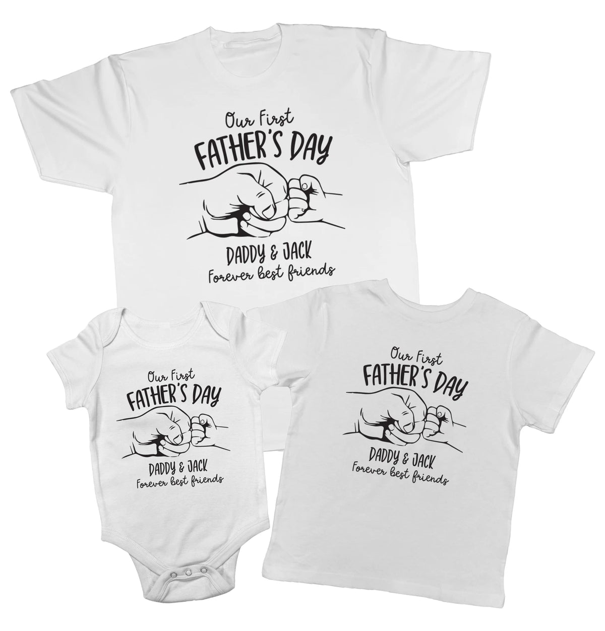 Personalised Father's Day Matching T-Shirt Set Baby Vest Daddy Son Daughter
