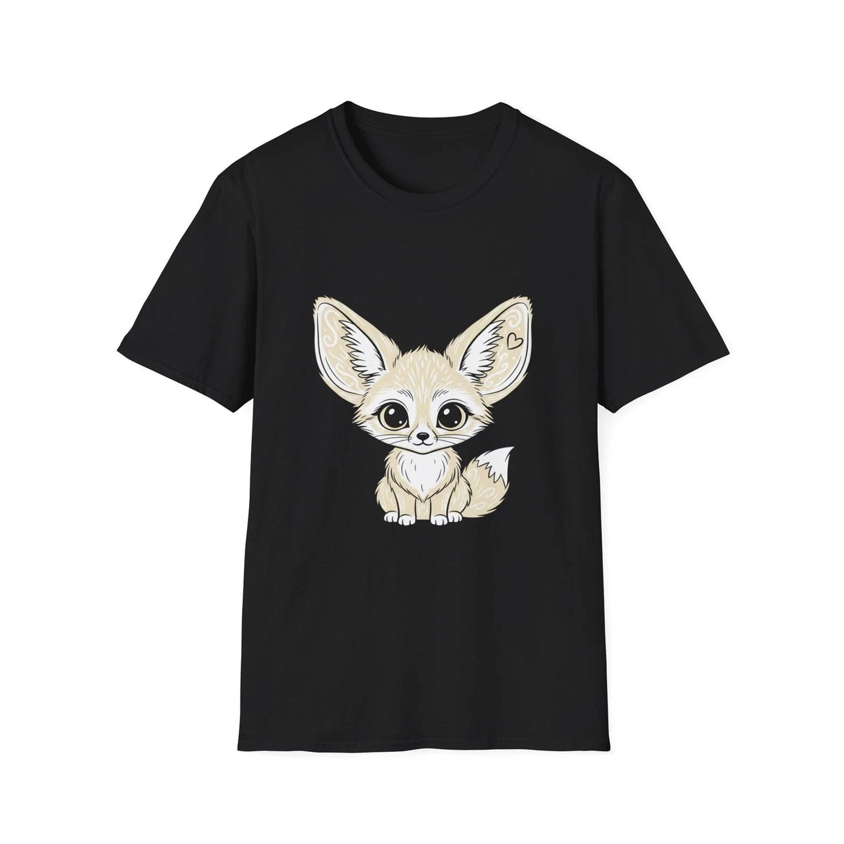 Fennec Fox Cute Cartoon Kawaii Black Tee Anime Graphic T-Shirt