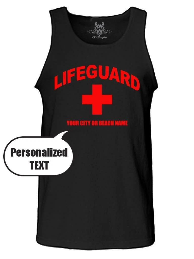 MEN'S PERSONALIZED LIFEGUARD CUSTOM FUNNY BEACH SAFETY PARTY HALLOWEEN TANK TOP