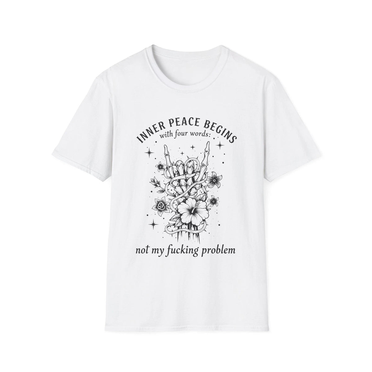Inner Peace Skull floral illustration T-Shirt | Funny Sarcastic Tee