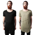 Urban Classics Long Open Edge Front Zip Tee Men's T-Shirt Cotton Slub Jersey