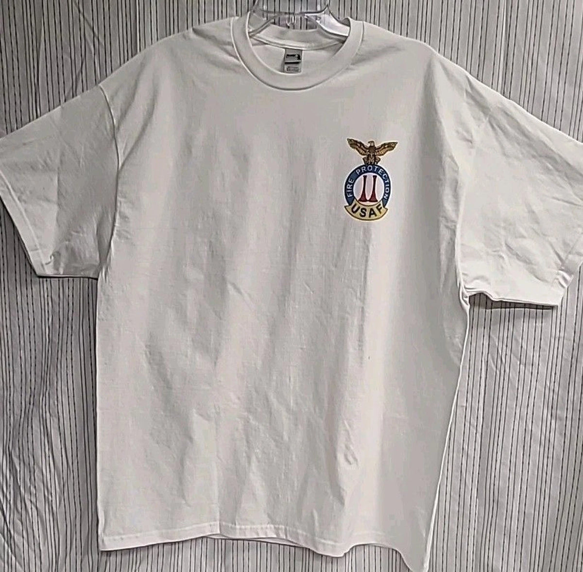 VTG USAF Fire Protection Veteran  Custom Men Back and front T-Shirt 2XL Casual